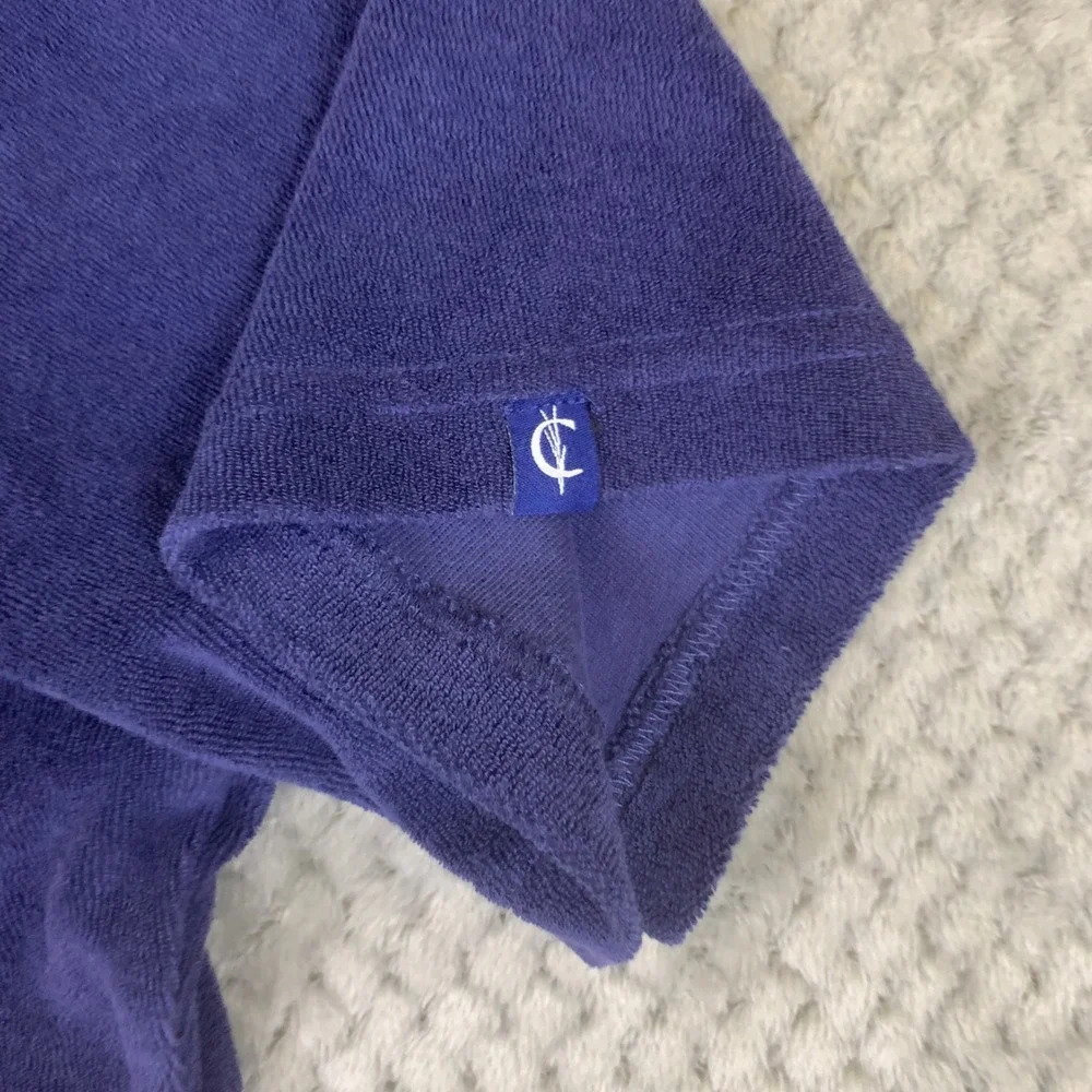 Criquet Terry Cloth Polo Shirt Mens L Purple Cotton Pocket Short Sleeve